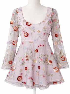 elliatt octavia puff-sleeve v-neck a-line mini dress Elliatt Octavia Puff-Sleeve V-Neck A-Line Mini Dress